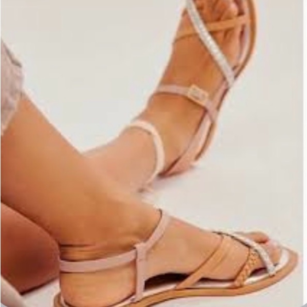 Free People Metallic Silver and Tan Sandals size 10 and 11